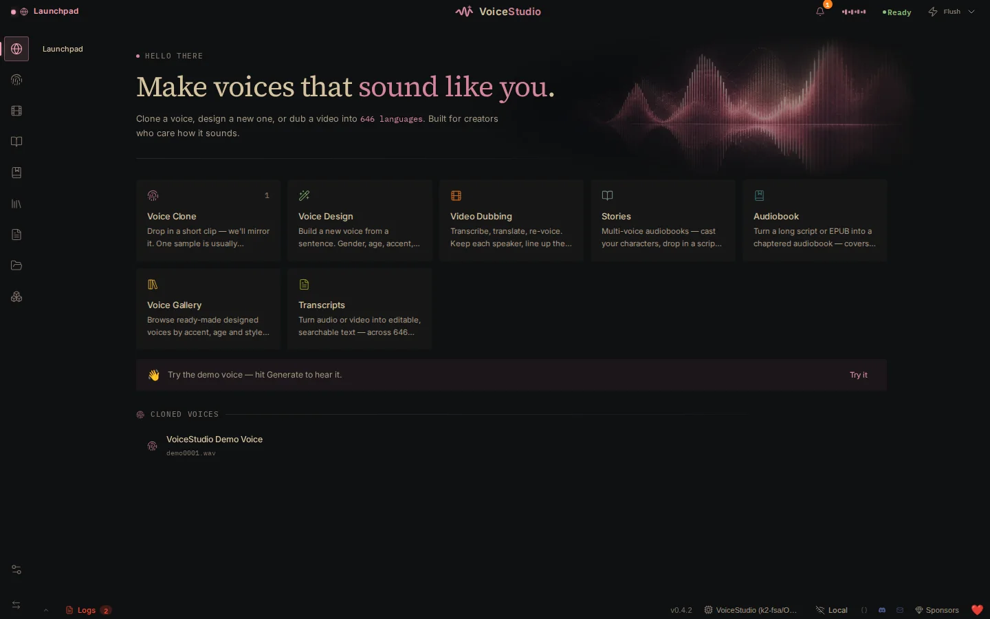 VoiceStudio interface