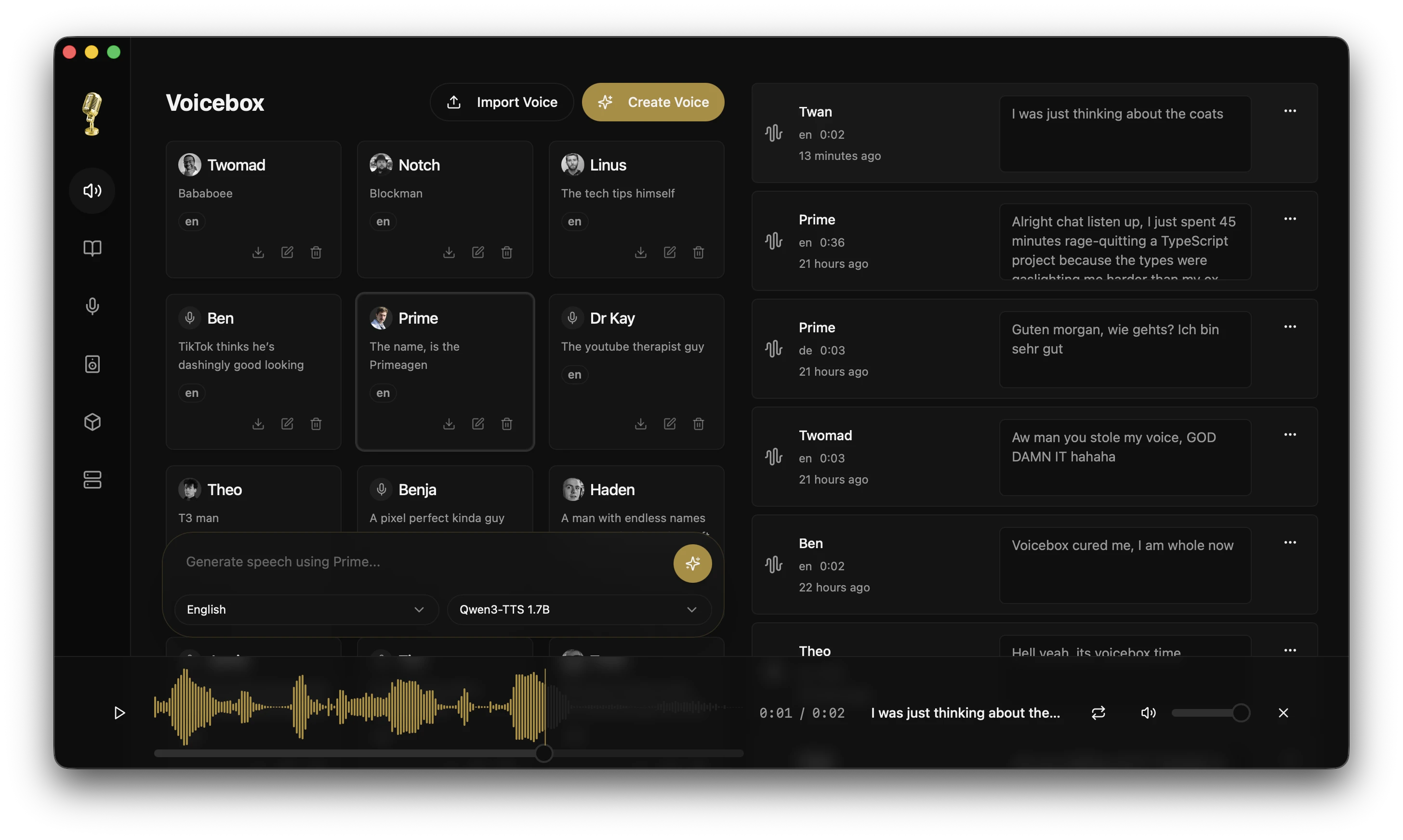 Voicebox interface
